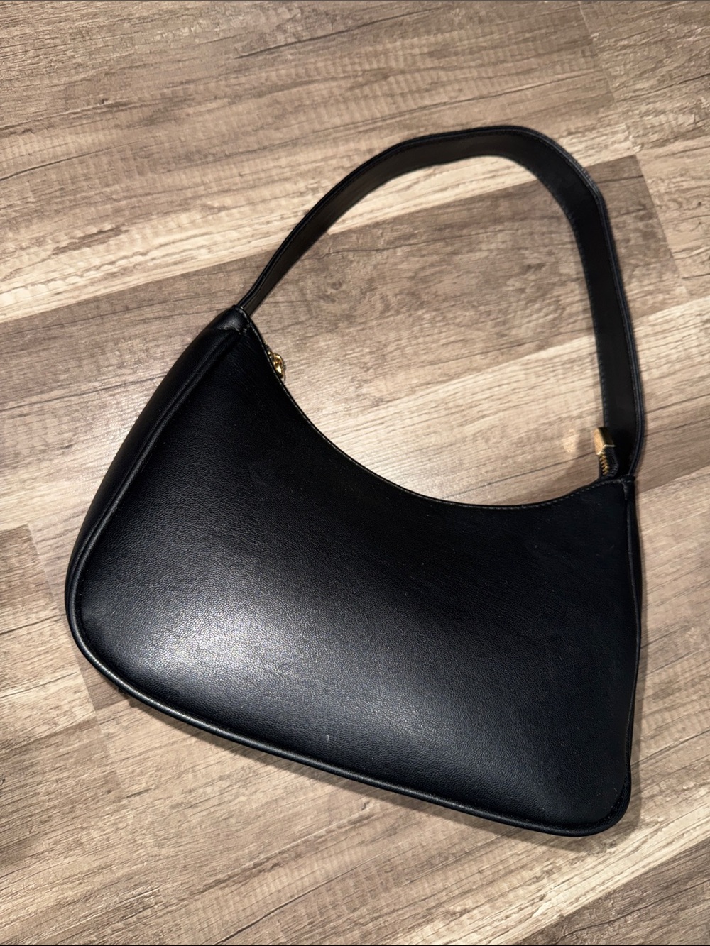 Classic Black Leather Shoulder Bag